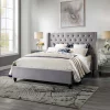 Coco B  Velvet Fabric Bed  Standard / Gas Lift , Grey / Cream -- Q, K