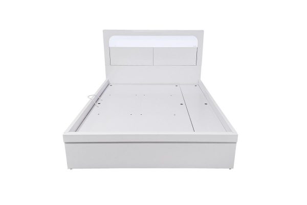 Olivia Gas Lift Storage Bed Gloss White -- KS,  Q - Image 2