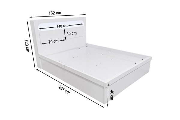 Olivia Gas Lift Storage Bed Gloss White -- KS,  Q - Image 3