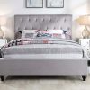 Camery  Velvet Fabric , Standard /Gas Lift Storage  ,  Grey / Cream , KS , D , Q , K