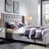 Camery B Velvet Fabric , Standard /Gas Lift Storage  ,  Grey / Cream , KS , D , Q , K