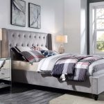Camery B Velvet Fabric , Standard /Gas Lift Storage  ,  Grey / Cream , KS , D , Q , K