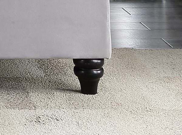 Coco B  Velvet Fabric Bed  Standard / Gas Lift , Grey / Cream -- Q, K - Image 5