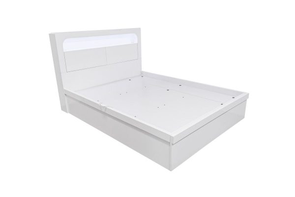 Olivia Gas Lift Storage Bed Gloss White -- KS,  Q
