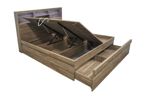 Zara Gas Lift Bed Mocha Oak -- S, KS , D , Q ,K - Image 4