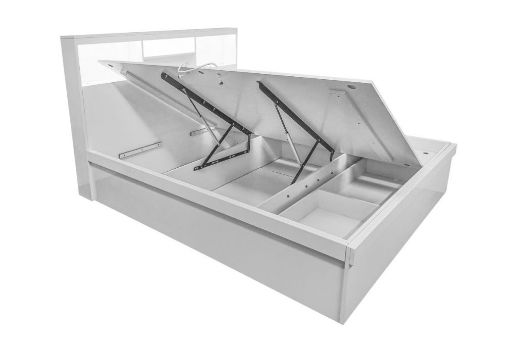 Zara Gas Lift Bed Gloss White — S,KS, D , Q , K Rainbow Star Furniture