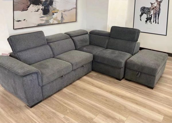 Preggy Fabric Sofa bed with RHF Chaise