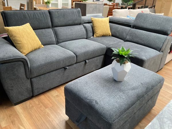 Preggy Fabric Sofa bed with RHF Chaise - Image 4