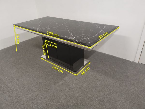 Mona Marble Dining Table -- Black Top - Image 2