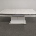 Mona Marble Dining Table -- White & Brown