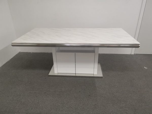 Mona Marble Dining Table -- White & Brown