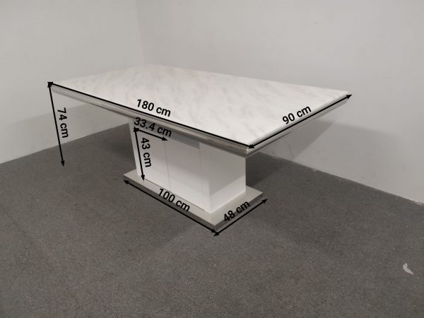 Mona Marble Dining Table -- White & Brown - Image 3