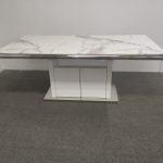 Mona Marble Dining Table --White & Grey Top