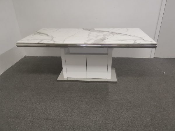 Mona Marble Dining Table --White & Grey Top