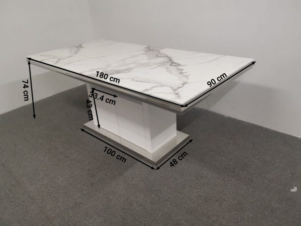 Mona Marble Dining Table --White & Grey Top - Image 2