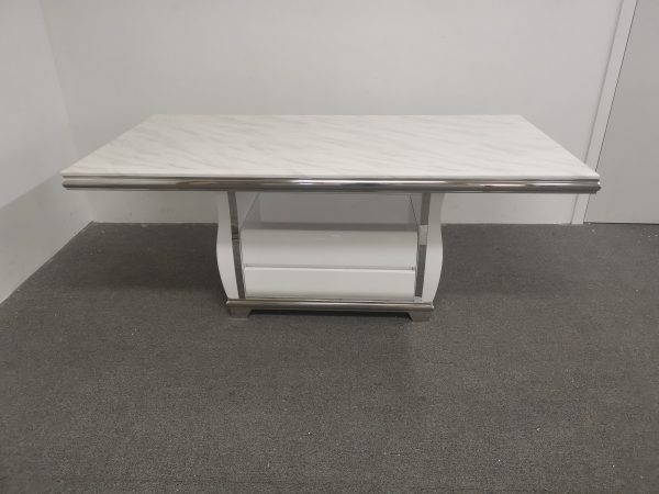Lisa Marble Top Dining Table --White & Brown