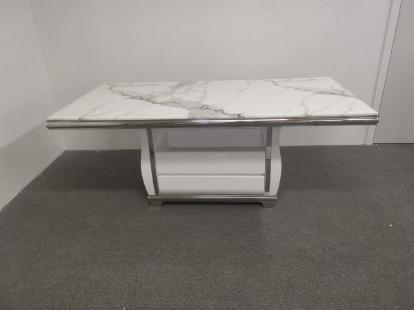 Lisa Marble Top Dining Table --White & Grey