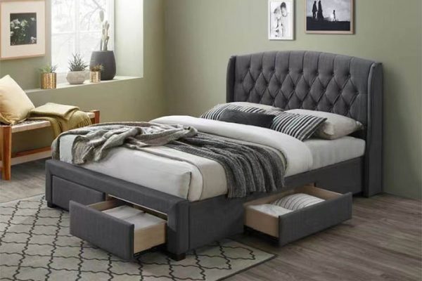Kingston Bed Dark Grey --Q, K