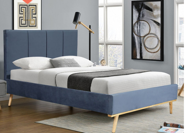 Mia Velvet Fabric Bed --  D, Q