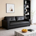 Luca Pu Leather Sofa  2 / 3 Seater BLACK