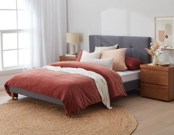 Predon Fabric Bed --Charcoal    S , KS, D , Q, K
