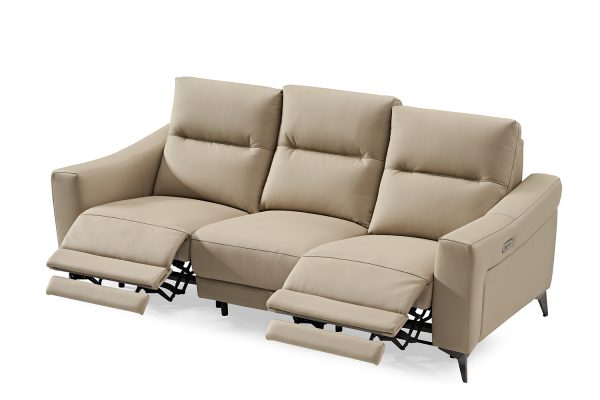 Lucas Leather Lounge with Electric Recliner --Beige - Image 3