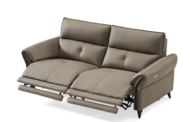 Coogee Leather Lounge with Electric Recliner --Dark Khaki - Image 2