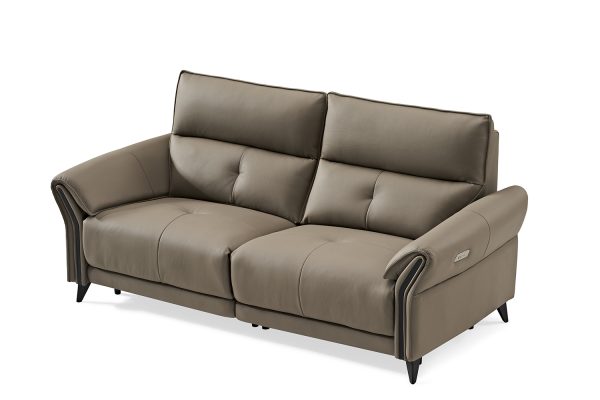 Coogee Leather Lounge with Electric Recliner --Dark Khaki - Image 3