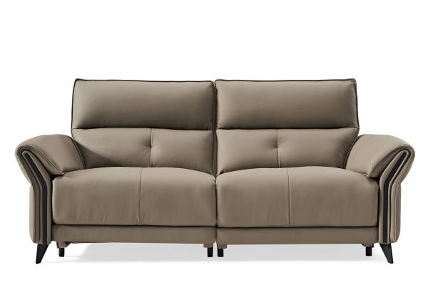 Coogee Leather Lounge with Electric Recliner --Dark Khaki