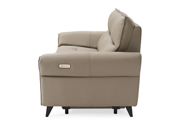 Coogee Leather Lounge with Electric Recliner --Dark Khaki - Image 4