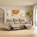 Lucas Leather Lounge with Electric Recliner --Beige