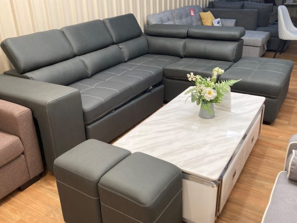 Madison Rhino Fabric Sofa Bed  --French Grey / Charcoal - Image 3