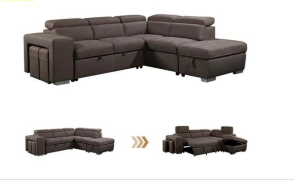 Madison Rhino Fabric Sofa Bed  --French Grey / Charcoal