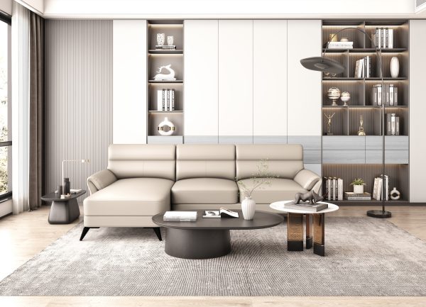 Emily Leather Lounge -- Light Grey