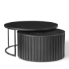 Apollo Bay Coffee Table Set-Black Ash Pleated