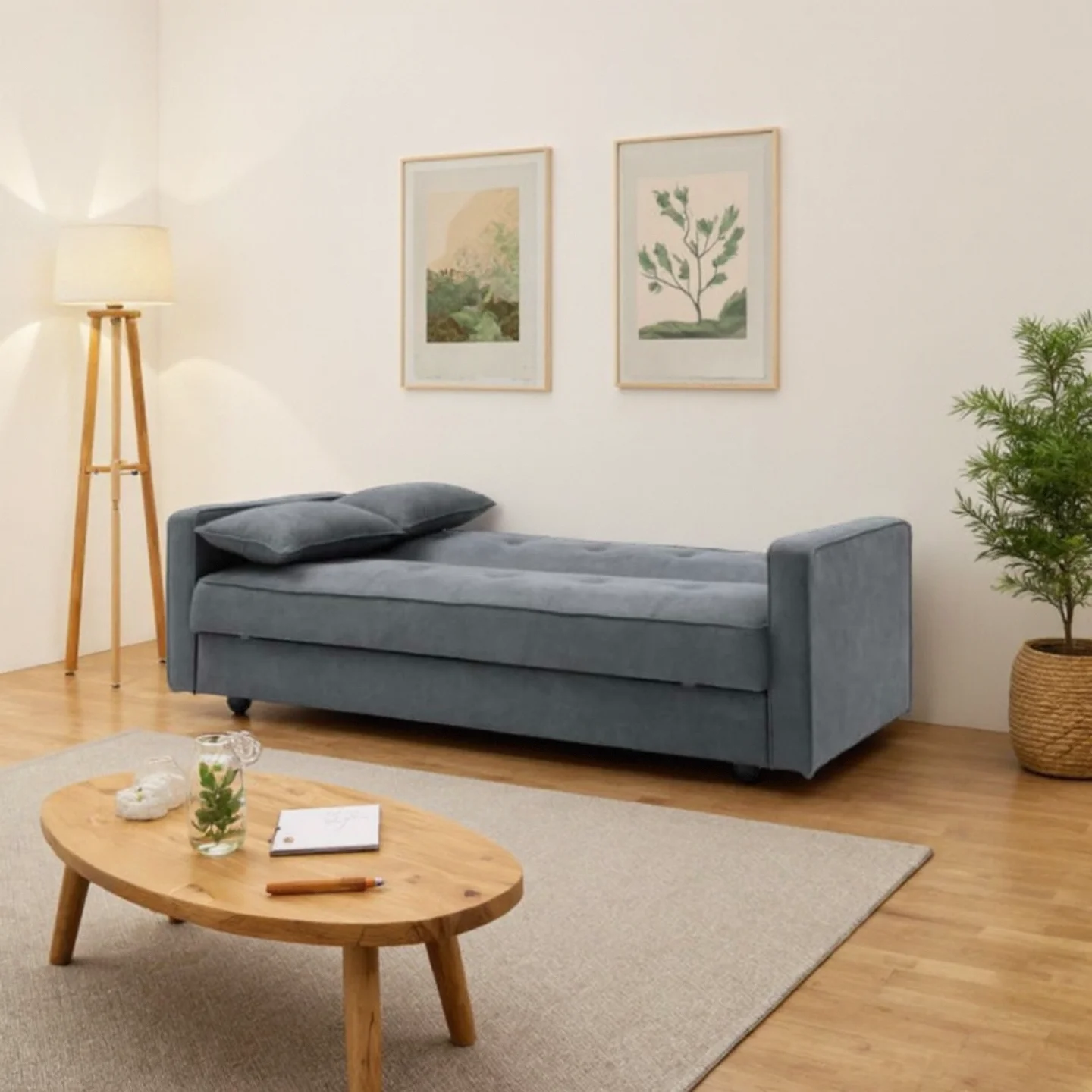 Junny 3 Seater Sofa Bed Charcoal / Light Grey