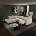 Normandy Corner Leather Lounge with Single Recliner